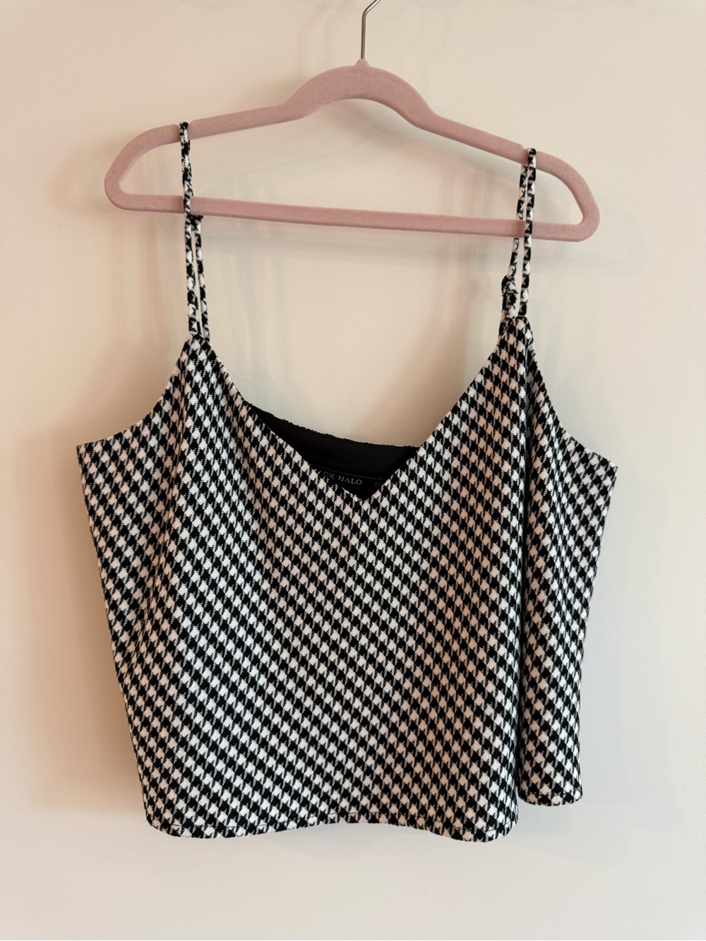 Black Halo Black & White Houndstooth Cami Top Size 6